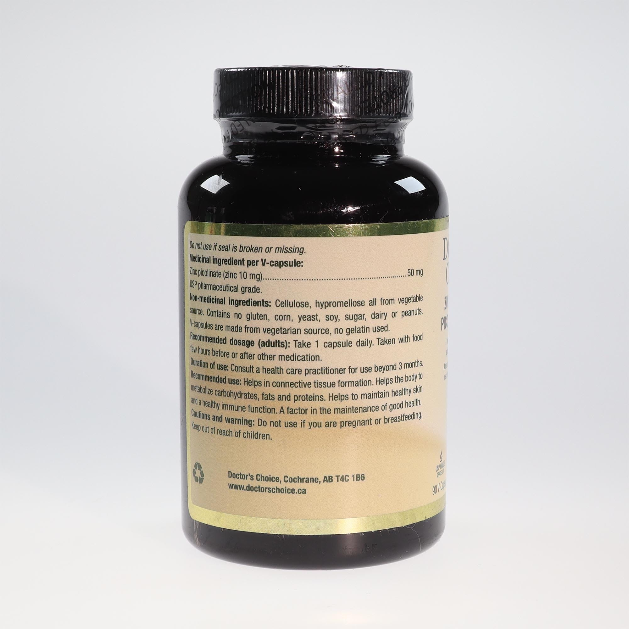 YumNaturals Doctor's Choice Zinc picolinate ingredients 2K72