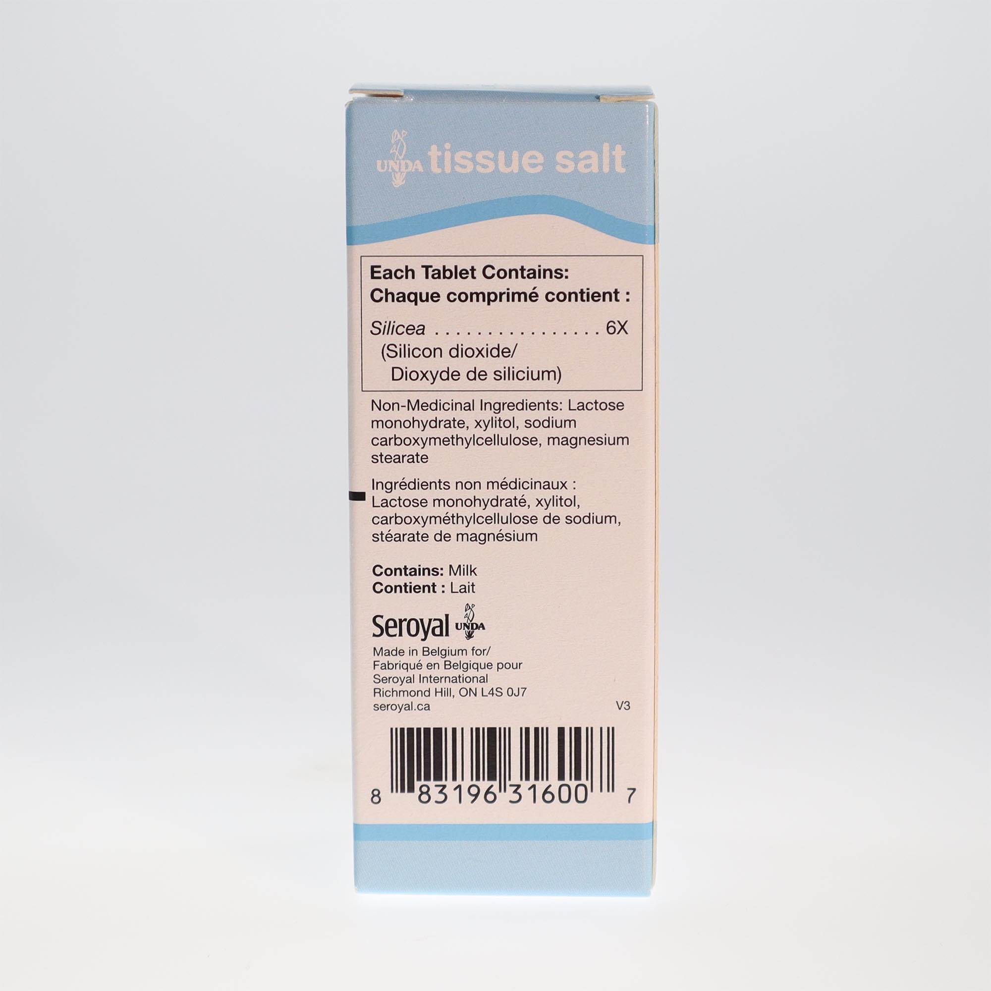 YumNaturals Silicea tissue salts 6x ingredients 2K72