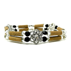 YumNaturals Emporium - Bringing the Wisdom of Mother Nature to Life - Hazelwood Black and Clear Double Bracelet Flower Bead 1