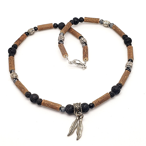 YumNaturals Emporium - Bringing the Wisdom of Mother Nature to Life - Hazelwood Lava Stone Diffuser Snowflake Obsidian Necklace Feathers Bead 1