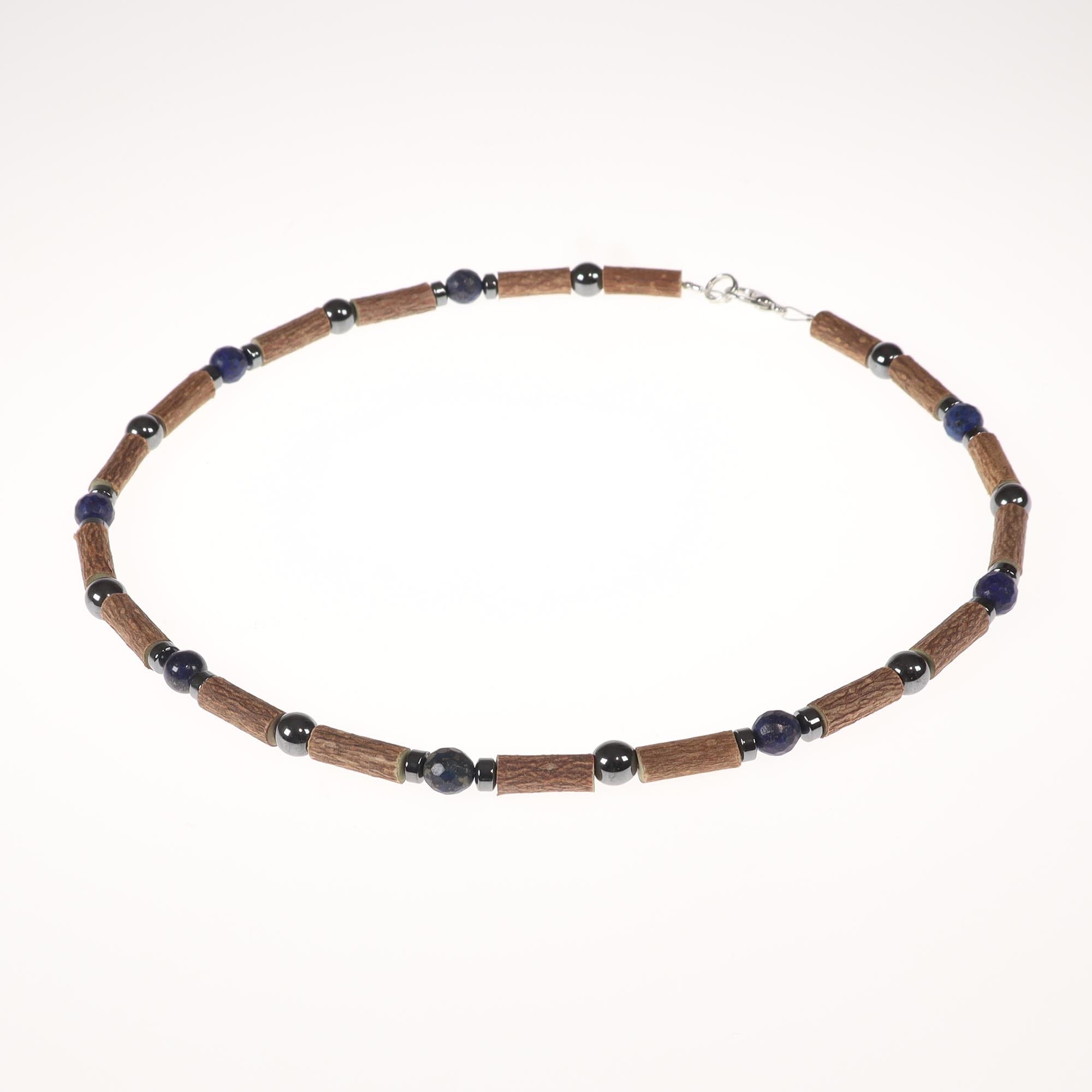 YumNaturals Store Hazel Wood Necklace Lapis Lazuli and Hematite 2K72