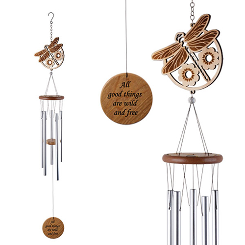 YumNaturals Emporium - Bringing the Wisdom of Nature to Life - Laser Cut Wood Wind Chime Dragonfly