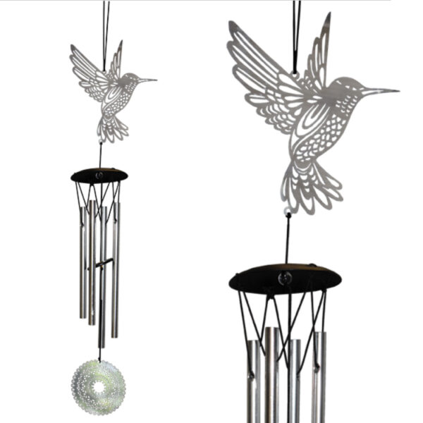 YumNaturals Emporium - Bringing the Wisdom of Nature to Life - Mandala Wind Chime Silver Hummingbird
