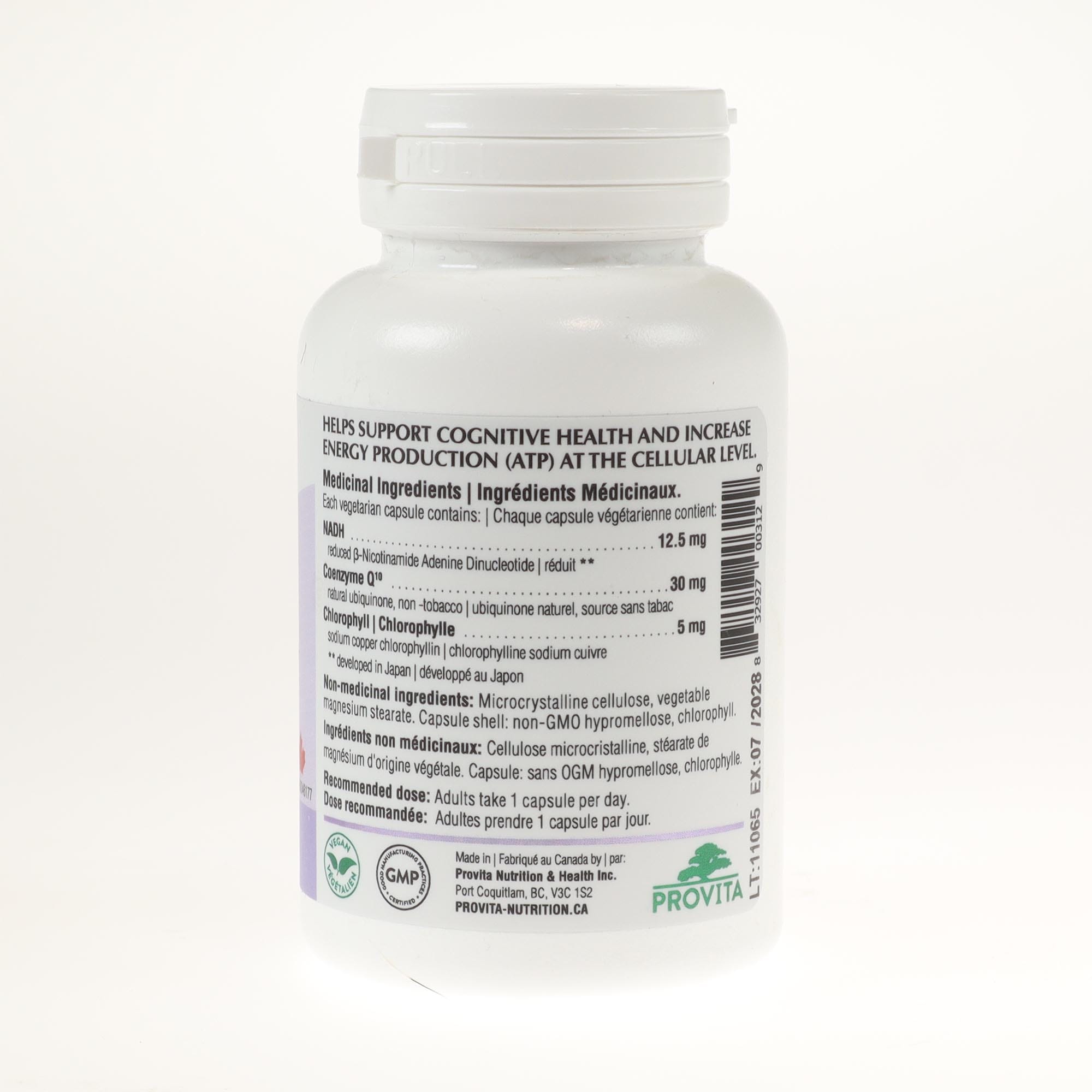 YumNaturals NADH Forte 60 caps back 2K72