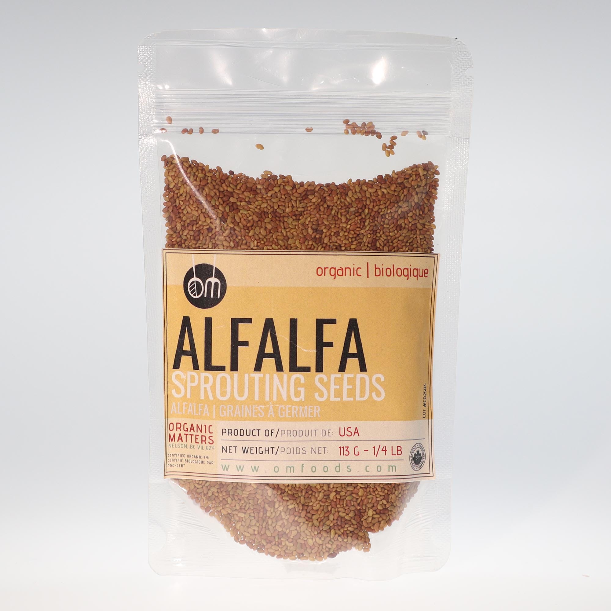 YumNaturals Store OM Organic Alfalfa Sprouting Seeds 113g 2K72