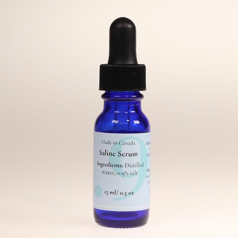 Saline Serum in glass dropper bottle