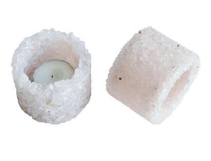 Yum Naturals Emporium - Bringing the Wisdom of Mother Nature to Life - Gemstone chip candle holder rose quartz
