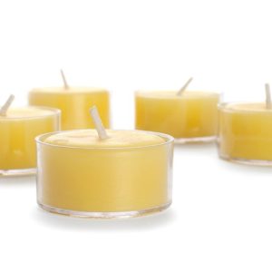Yum Naturals Emporium - Bringing the Wisdom of Mother Nature to Life - Pure beeswax Tealights in clear cup 8 pack